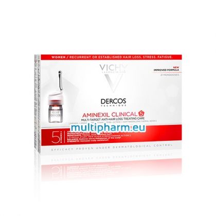 Vichy Dercos Aminexil Clinical 5 / Виши Деркос Аминексил Клиникъл 5 Третираща грижа против косопад за жени 21 дози